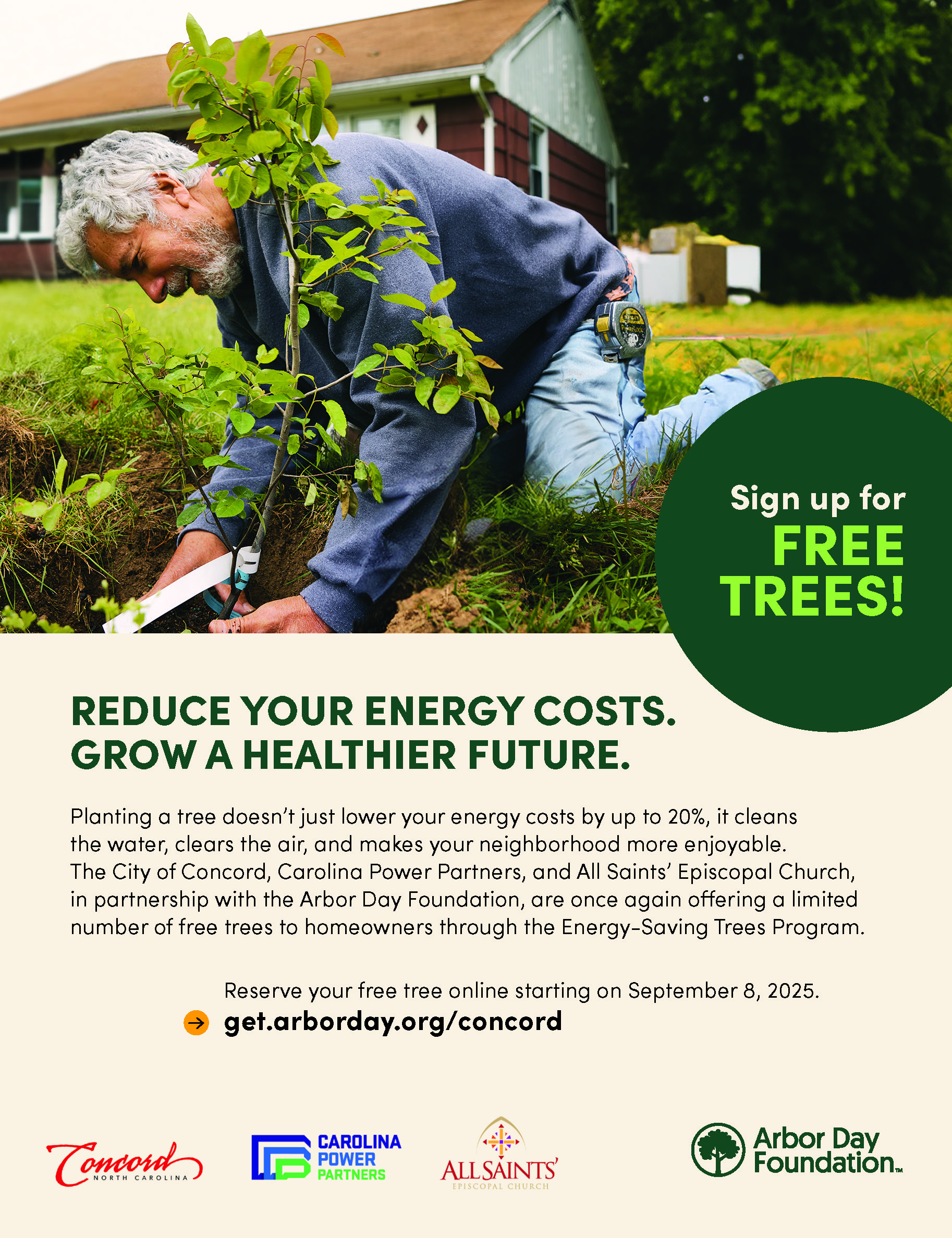 Flyer for the 2025 Energy Saving Trees Program Announcing Free Trees for Concord Homeowners Flyer for the 2025 Energy Saving Trees Program Announcing Free Trees for Concord Homeowners